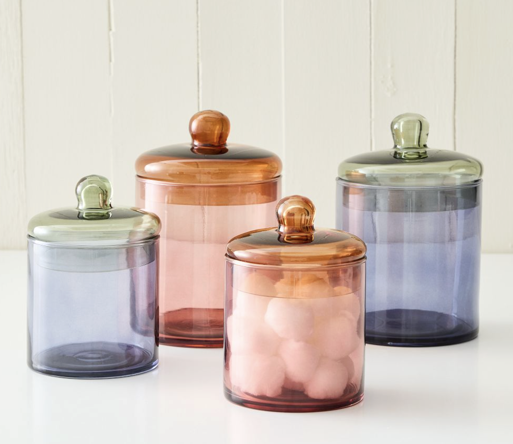 colored glass canisters
