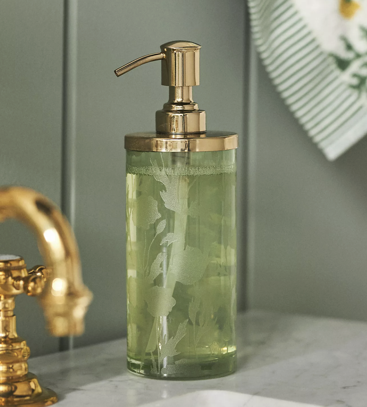 etched glass soap dispenser
