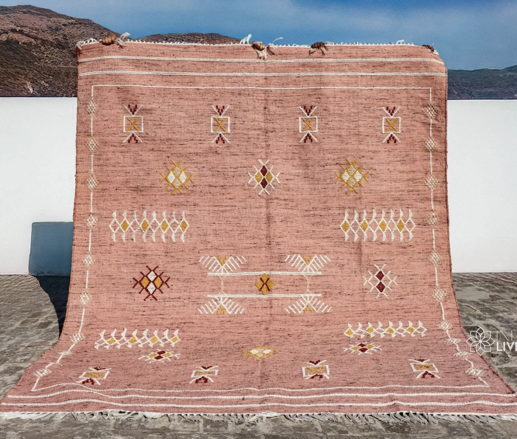 pink woven rug